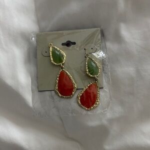 Chic Gold and Multicolor Teardrop Earrings